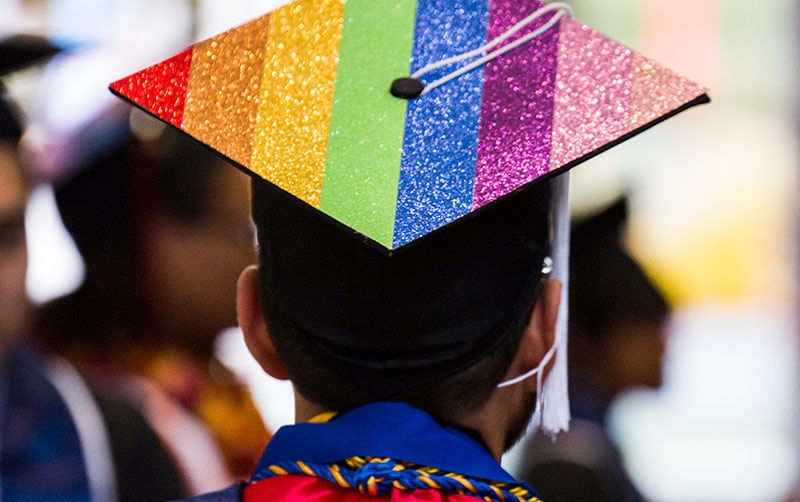 Rainbow Painted Graduate Cap