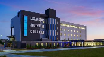 Los Angeles Southwest College Cox Building at twighlight