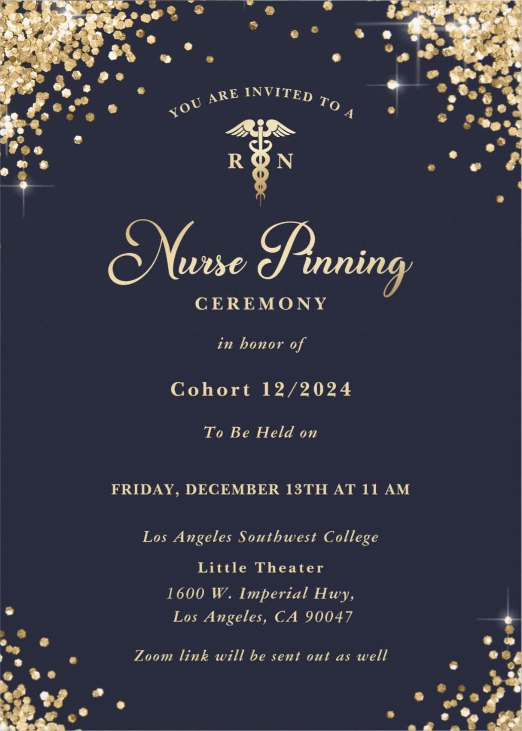 nurse pining ceremony on 16 December 2024 at the LASC Little Theatre